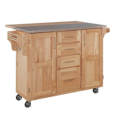 Home Styles Natural Wood Breakfast Bar Rolling Kitchen Cart. View a larger version of this product image.
