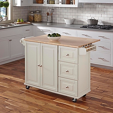 Home Styles Liberty Kitchen Cart in White with Wooden Top. View a larger version of this product image.