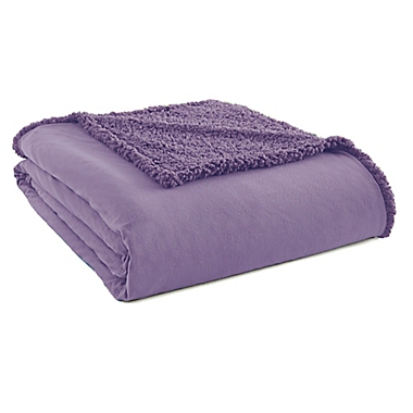 Micro Flannel&reg; to Sherpa Twin Blanket in Amethyst. View a larger version of this product image.