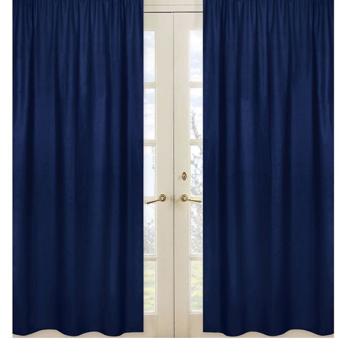Sweet Jojo Designs Solid Navy Window Curtain Panel Set Bed Bath