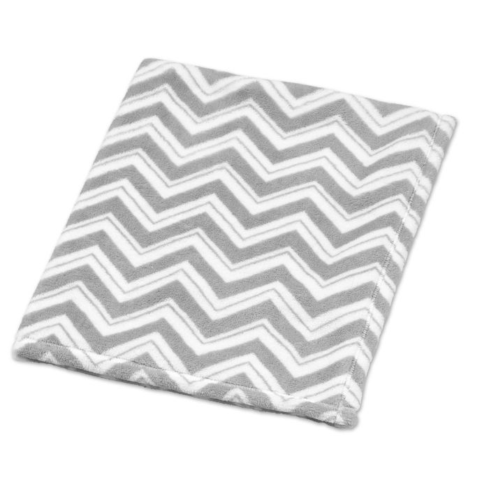 Sweet Jojo Designs Zig Zag Chevron Plush Baby Blanket In Grey