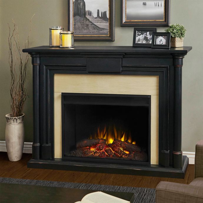 Real Flame Maxwell Freestanding Electric Fireplace In Black Bed