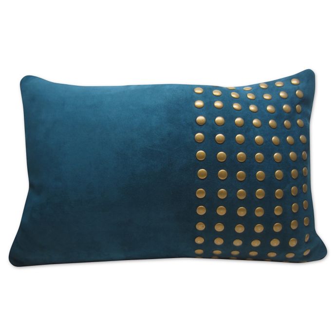 Gold Stud Oblong Throw Pillow in Teal Bed Bath & Beyond