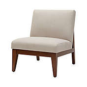 Madison Park Kari Slant Back Wood Accent Chair in Cream