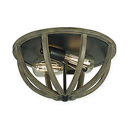 The Sean Lavin Collection 2-Light Ceiling Mount in Weather Oak Wood and Antique Forged Iron