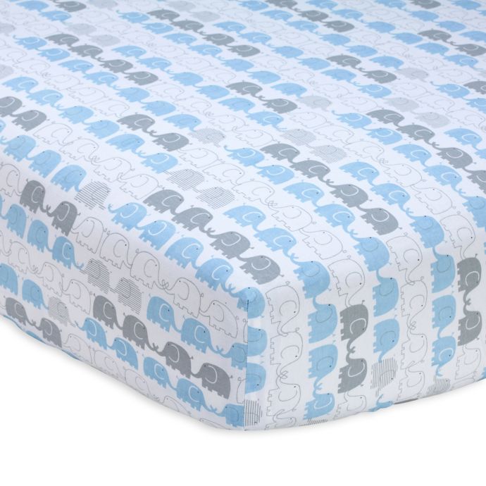 Zutano Elefant Blau Striped Fitted Crib Sheet Buybuy Baby