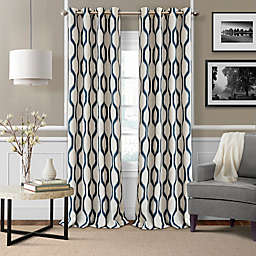 Elrene Renzo 84-Inch Grommet Ikat Geometric Linen Darkening Curtain Panel in Indigo (Single)