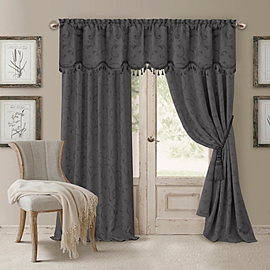 Elrene Mia 95-Inch Room-Darkening Rod Pocket /Back Tab Window Curtain Panel in Grey (Single). View a larger version of this product image.