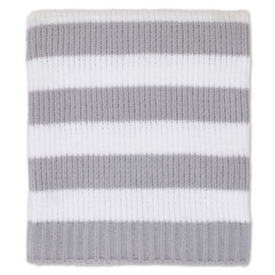 grey and white striped baby blanket