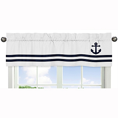 Sweet Jojo Designs Anchors Away Window Valance in White/Navy. View a larger version of this product image.