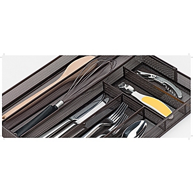 ORG Mesh Expandable Kitchen Drawer Tray Organizer in Bronze. View a larger version of this product image.