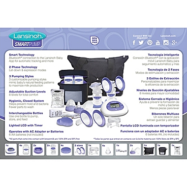 Lansinoh&reg; Smartpump&trade; Double Electric Breast Pump in Purple/White. View a larger version of this product image.