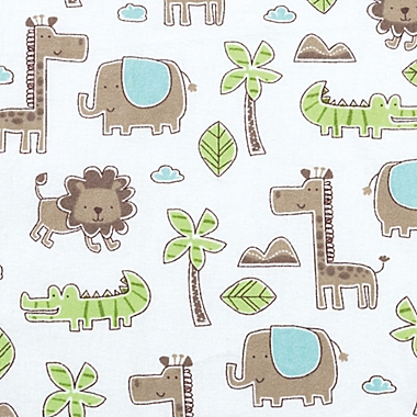 Trend Lab&reg; Safari Animals Deluxe Flannel Fitted Crib Sheet in Sage. View a larger version of this product image.