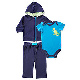 BabyVision® Yoga Sprout 3-Piece Lizard Bodysuit, Hoodie, and Pant Set in Blue