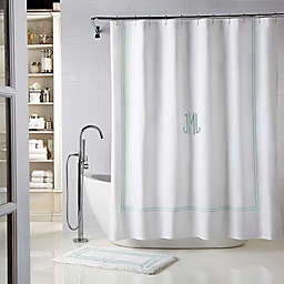 Wamsutta® Baratta 72-Inch x 72-Inch Shower Curtain in White/Sea Glass
