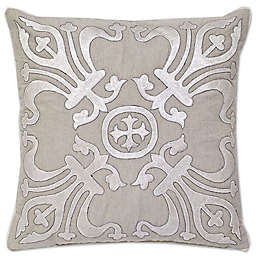 Aura Embroidered Square Throw Pillow in Natural