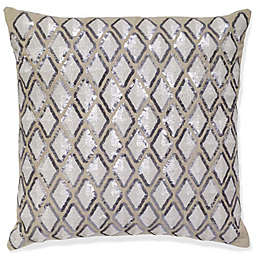 Diamond Linen Square Throw Pillow in Beige
