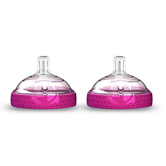 Alternate image 1 for Baby Brezza® Natural Bottles 2-Pack Fast-Flow/Stage 3 Nipples in Pink