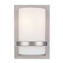 1-Light Wall-Mount Sconce in Brushed Nickel with Glass Shade