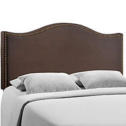 Modway LexMod Curl Queen Nailhead Upholstered Headboard in Brown