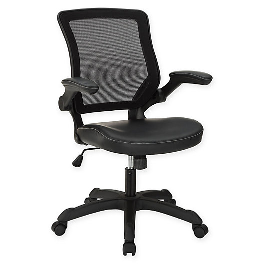 Modway Veer Office Chair with Mesh Back and Brown Vinyl Seat With Flip-Up Arms 