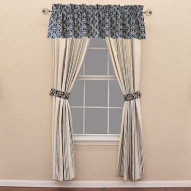 HiEnd Accents St. Clair Stripe 2-Pack 84-Inch Rod Pocket Window Curtain Panels in Blue/White. View a larger version of this product image.