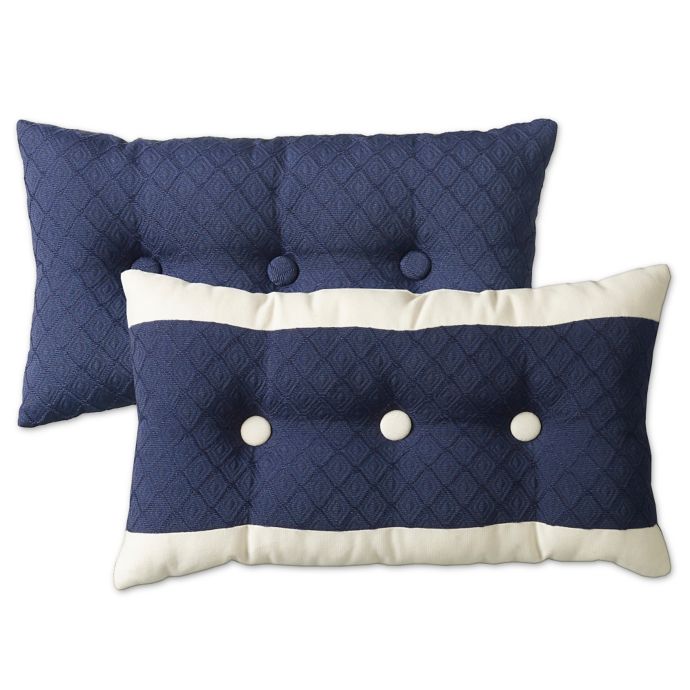 HiEnd Accents Beaufort Oblong Throw Pillow in Navy Bed Bath & Beyond
