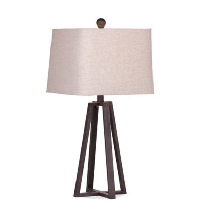 Bassett Mirror Company Belgian Modern  Denison Table Lamp in Rustic Bronze with Fabric Shade