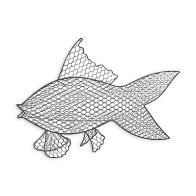 Wire Fish 14.5-Inch x 23.5-Inch Wall Art with Iron Grey Finish