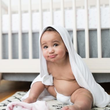 Burt's Bees Baby&reg; Organic Cotton Knit Terry Hooded Towel in Cloud. View a larger version of this product image.