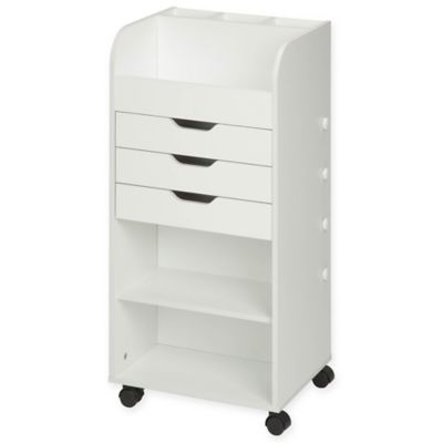 Honey Can Do Rolling Craft Storage Cart With 3 Drawers In White