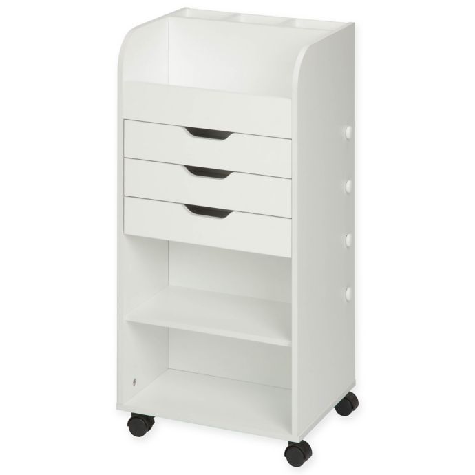 Honey Can Do Rolling Craft Storage Cart With 3 Drawers In White