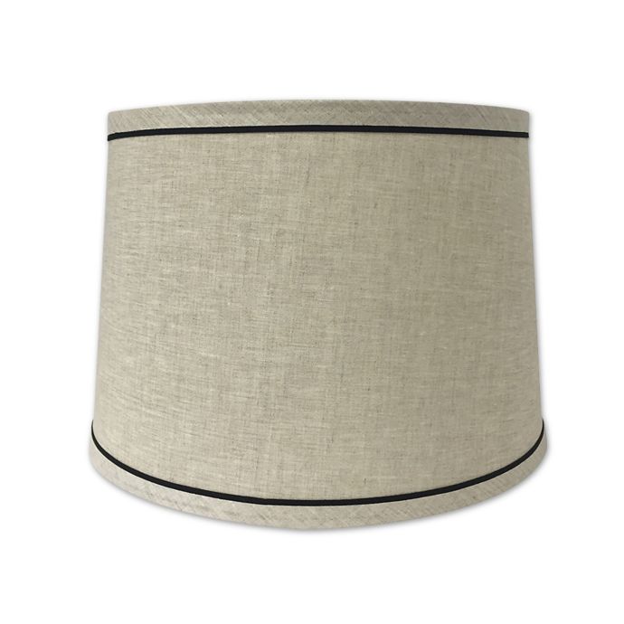 Mix & Match Medium 14-Inch Linen Trimmed Drum Lamp Shade in Flax Seed ...