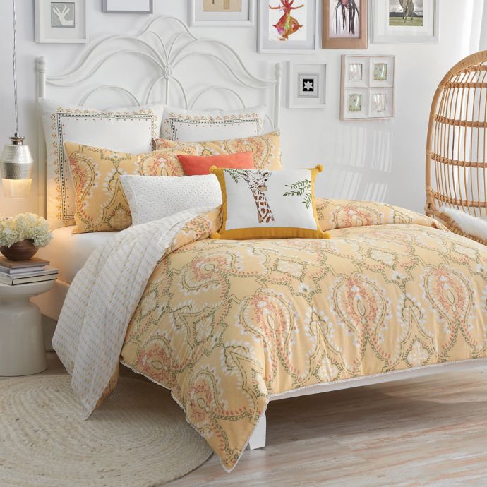 Lemon Tree Pateel Duvet Set In Yellow Bed Bath Beyond