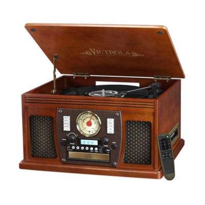 victrola modern matte black turntable with bluetooth speakers