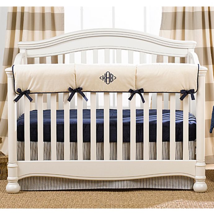 Liz And Roo Sailcloth Crib Rail Guard In Navy Tan Buybuy Baby