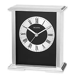 Bulova Baron Table Clock in Brushed Aluminum