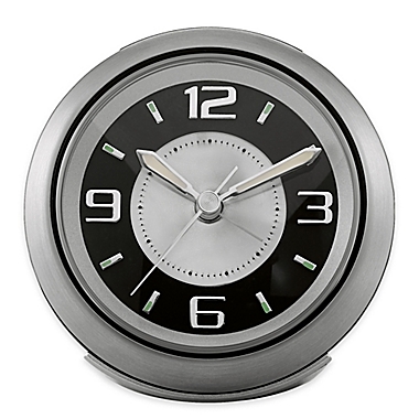 Bulova Lite Night Round Alarm Clock in Silver Grey. View a larger version of this product image.