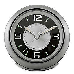 Bulova Lite Night Round Alarm Clock in Silver Grey