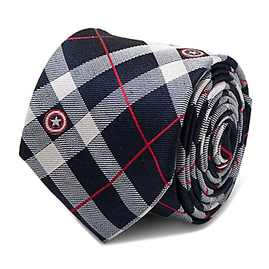 Marvel&reg; Captain America Plaid Tie in Blue. View a larger version of this product image.