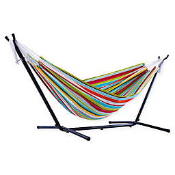 Vivere 9-Foot Multicolor Stripe Double Hammock with Stand