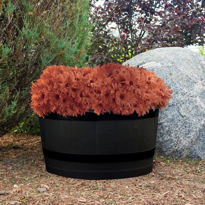 Rain Barrel Planter in Black Bed Bath &amp; Beyond