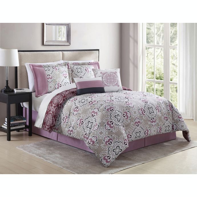 Shabby 6-Piece Comforter Set in Mauve | Bed Bath & Beyond