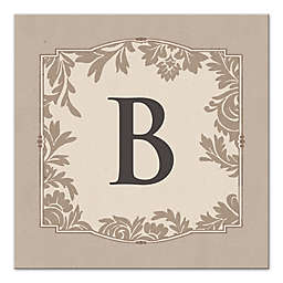 Designs Direct Floral Damask Monogram 16-Inch x 16-Inch Canvas Wall Art
