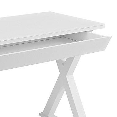 Forest Gate 48&quot; Modern Glass Metal Computer Desk in White. View a larger version of this product image.