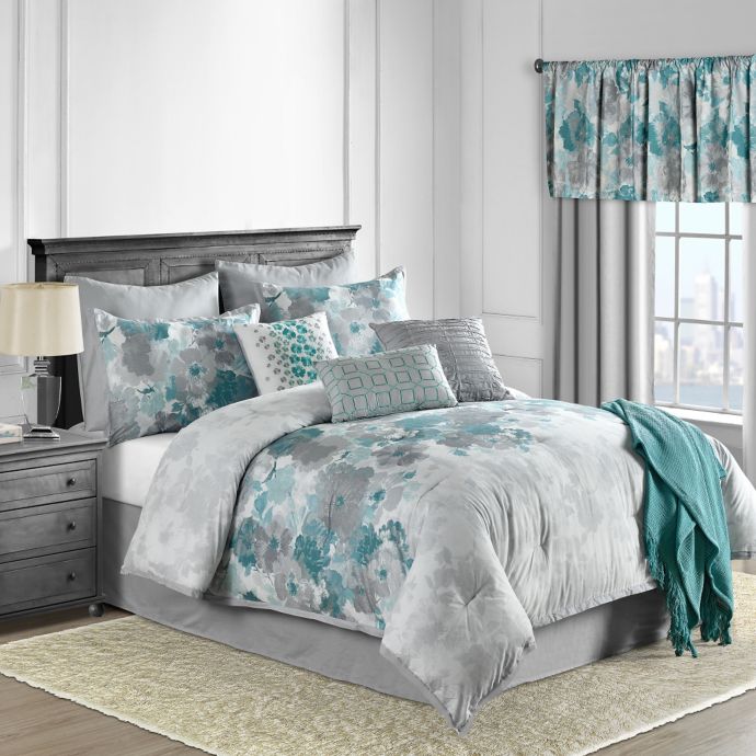 Claire 10 Piece Comforter Set In Teal Bed Bath Beyond