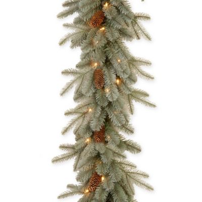 National Tree 9-Foot Frosted Arctic Spruce Pre-Lit Garland with Clear Lights