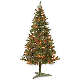 National Tree 6-Foot Canadian Grande Fir Pre-Lit Christmas Tree with Multicolor Lights