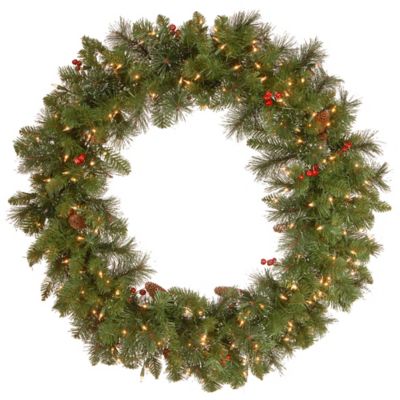 National Tree Company 36-Inch Crestwood Spruce Pre-Lit Wreath with Clear Lights