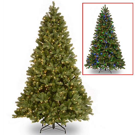 Alternate image 1 for National Tree Company 7.5-Foot Downswept Douglas Fir Pre-Lit Christmas Tree with Dual Color Lights